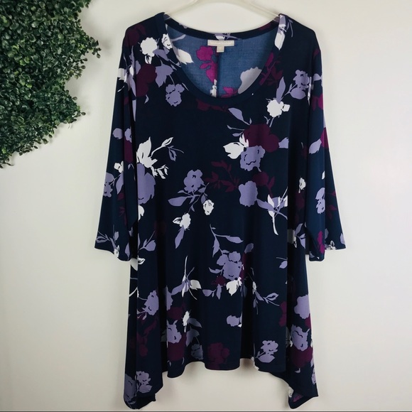 Woman Within Tops - Floral tunic top blouse
